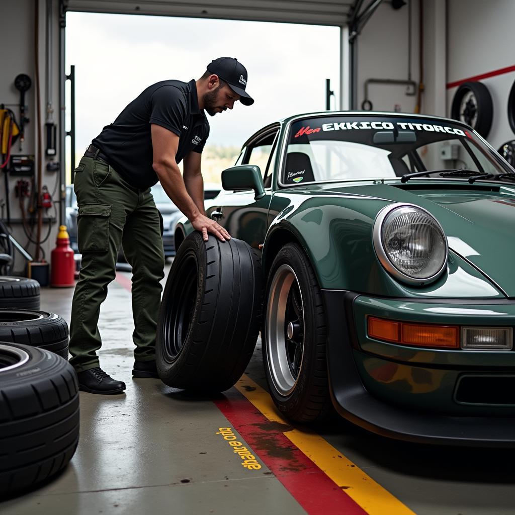 Vorbereitung eines Porsche für den Nürburgring