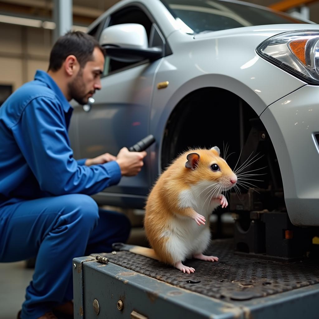 Professionelle Autoreparatur in der Werkstatt.