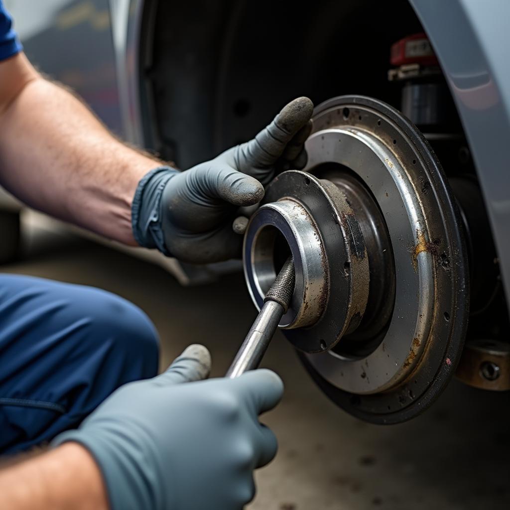 Reparatur eines Radlagers an einem Auto