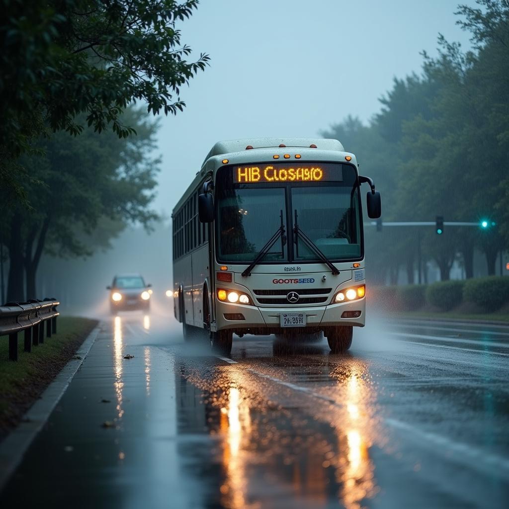 Reisebus Geschwindigkeit bei schlechtem Wetter