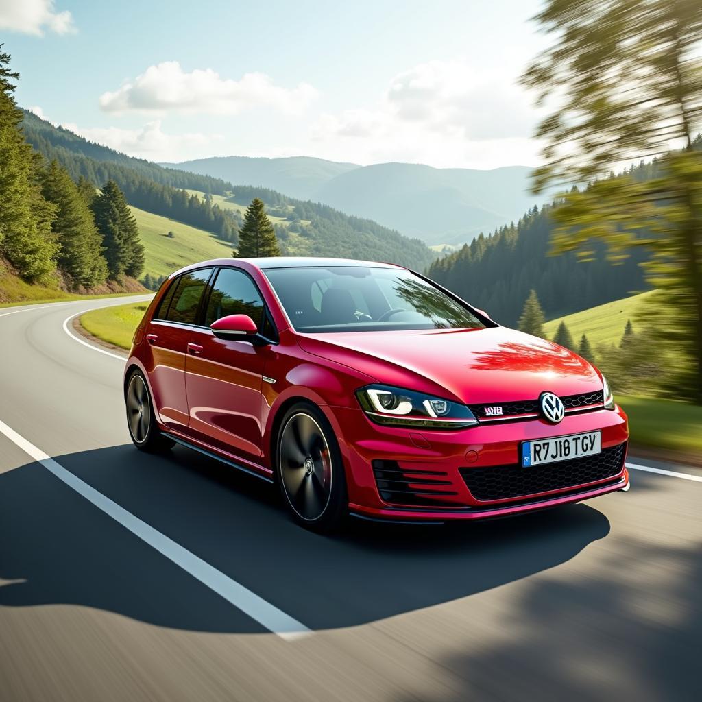 Roter Golf GTI auf der Straße