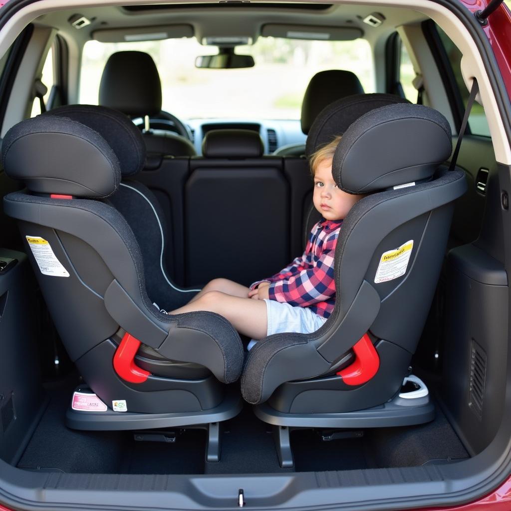 Drei Kindersitze im Seat Tarraco - Montagebeispiel