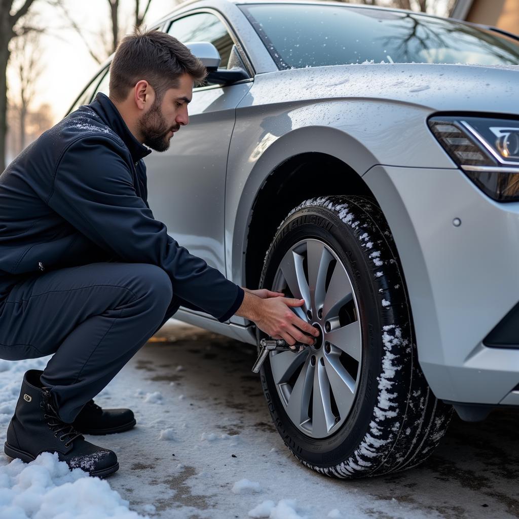 Wechseln von Sommer- auf Winterreifen beim Skoda Superb