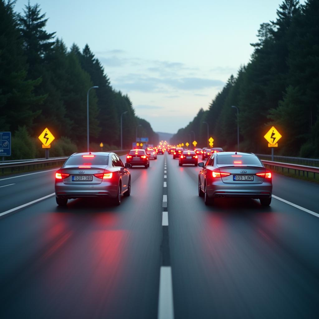 Sicherheitsabstand im Stau auf der A8 bei Pforzheim Richtung Karlsruhe