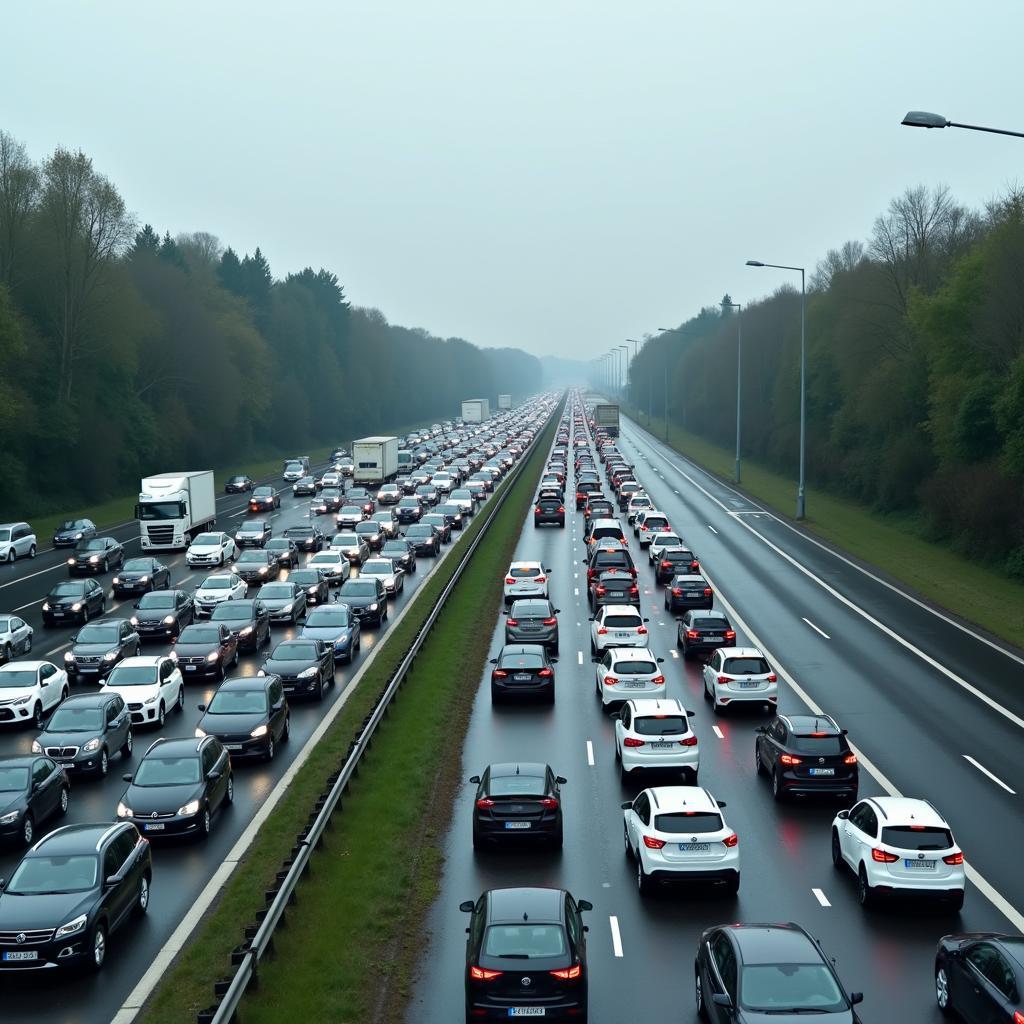 Superstau auf der Autobahn