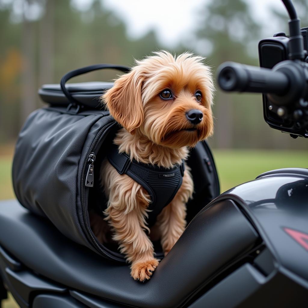 Sicherer Transport im Tankrucksack für Hunde