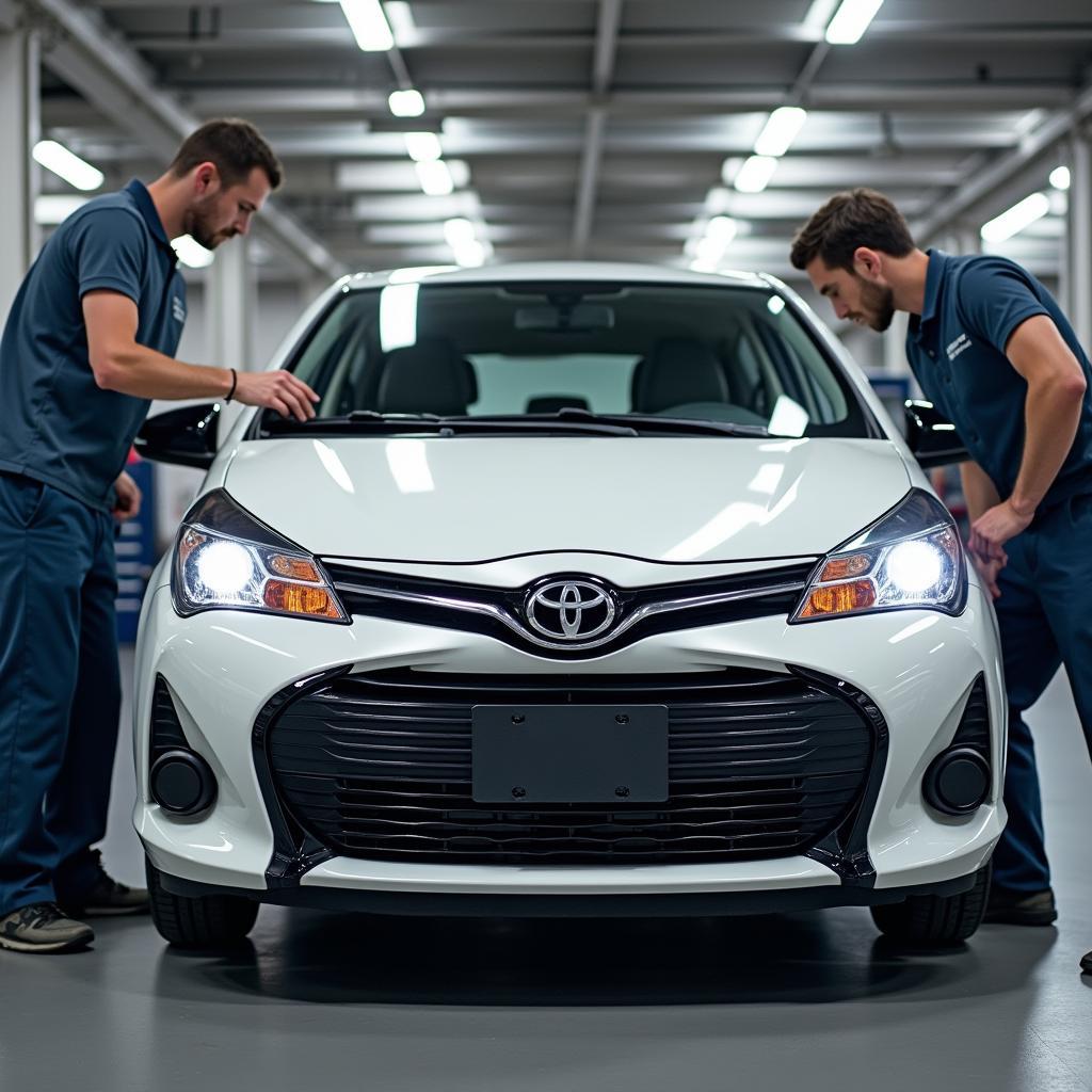 Wartung des Toyota Yaris Hybrid in einer Werkstatt