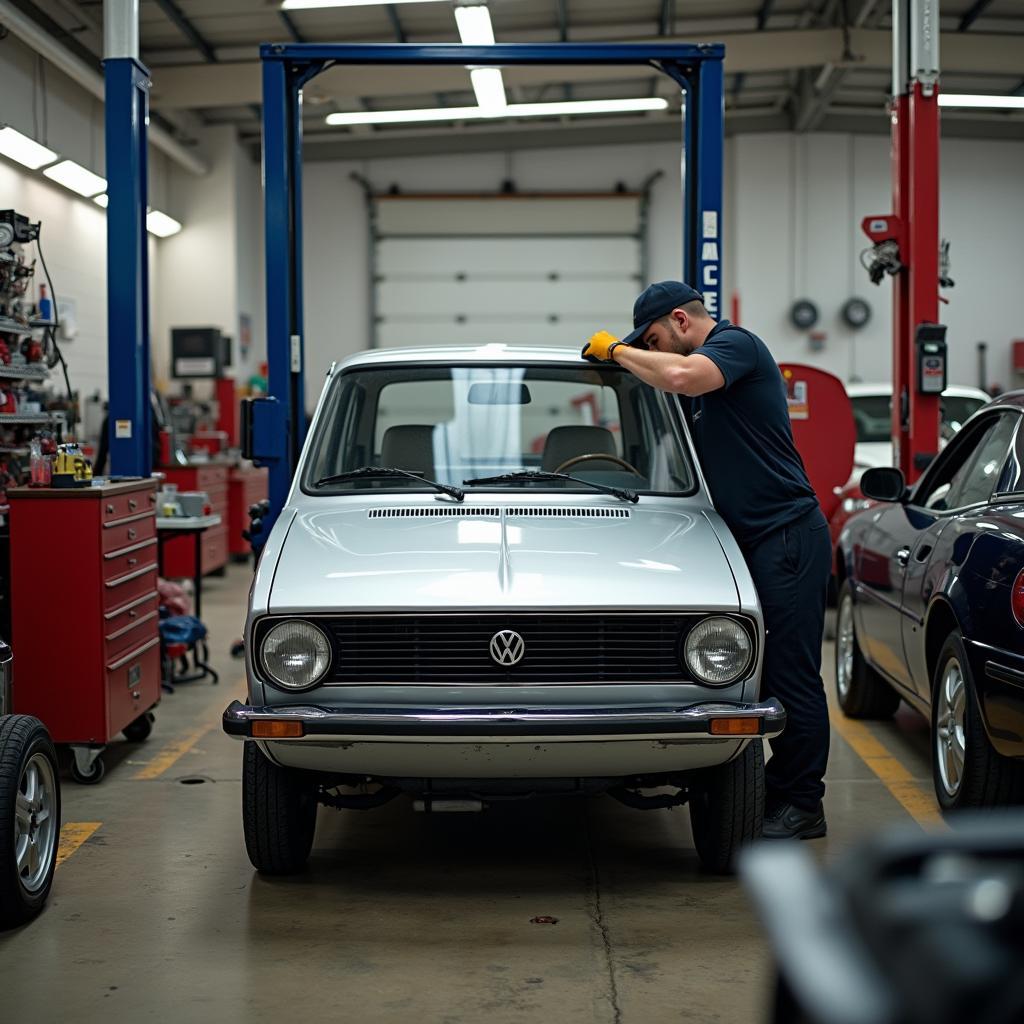 VW Fox 1 in der Werkstatt