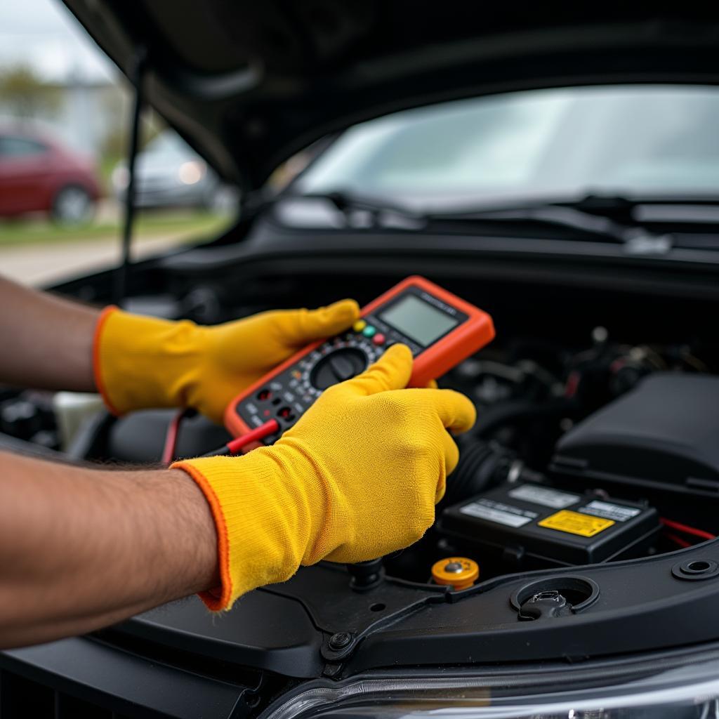 Sicherheitsvorkehrungen beim Watt Messen im Auto: Schutz vor Stromschlägen und Schäden am Fahrzeug.