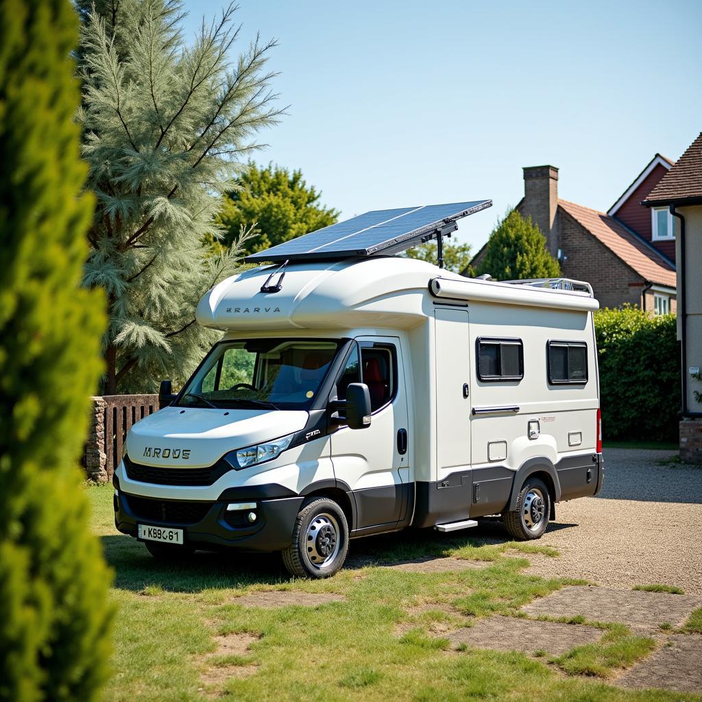 Wohnmobil mit Solaranlage zum Batterieladen